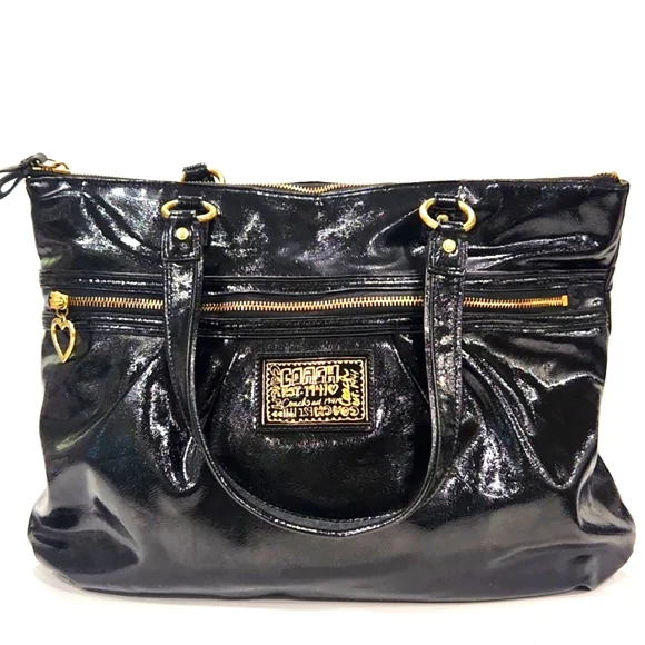 Coach F-20004 Daisy Liquid Gloss Black Patent Leather Shoulder Bag Tote Purse - Picture 16 of 16